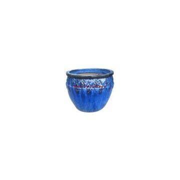 Blue glazed Outdoor Ceramic pot
