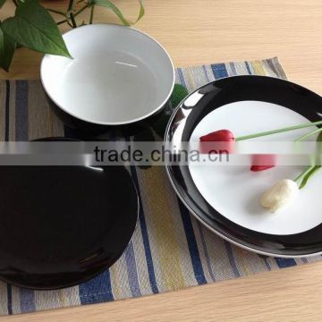 High Quality 12pcs two tone color glaze ceramic dinnerware set
