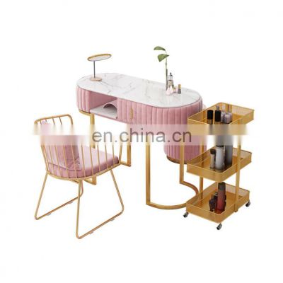 Single Double Modern Minimalist Marble Nail Table and Chair Set