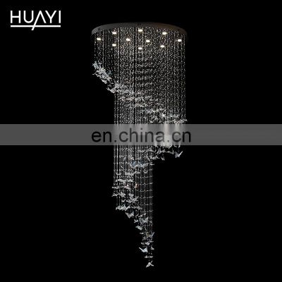 HUAYI Modern Pendant Ceiling Lamps LED Crystal Chandelier Lights Hanging Light Fixture For Living Room