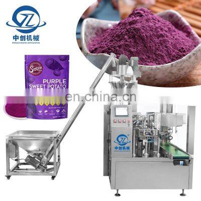 Automatic Flour Pouch Zipper Bag Packaging Coffee Purple Sweet Potato Protein Powder Premade Doypack Packing Machine