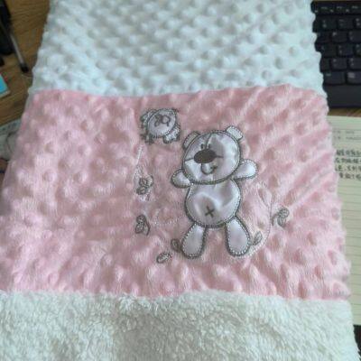 Soft and Warm Double Layer Baby Blanket Wrap Bubble Design with Sherpa Inside