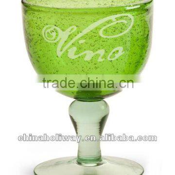 Lola Wine Glass, Bubble Glass, Green Glass