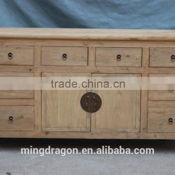 Chinese antique natural recycle wood bleached kitchen cabinet