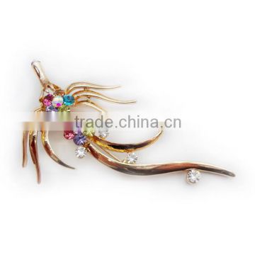 Animal Design Phoenix Hair Pin With Multi-Color Crystals