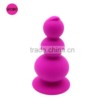 Silicone anal beeds plug with sucker sex toys F029