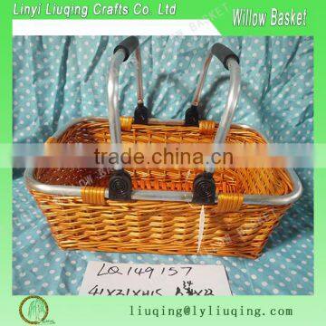Manmade Wicker Storage Basket With Carrying Handle