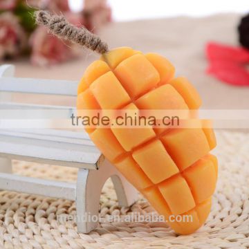 Mendior Thai fruit Mango shaped handmade soap with rope home funny hand face soap whitening remove freckle OEM custom brand