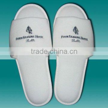 Open toe hotel velvet slippers/ spa slippers/white slippers for hotel