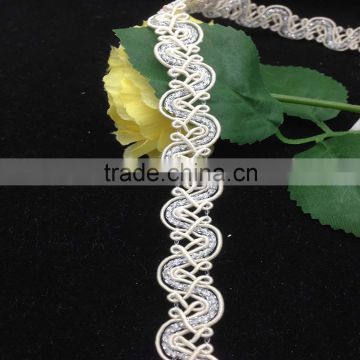 lampshade vintage elegant scroll silver lurex lace braid trim
