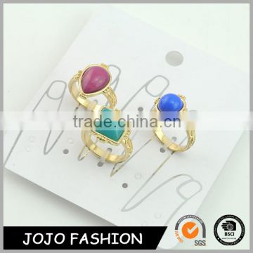 Cheapest fashion gold plated defferent sizes ruby resin ring set for men and women