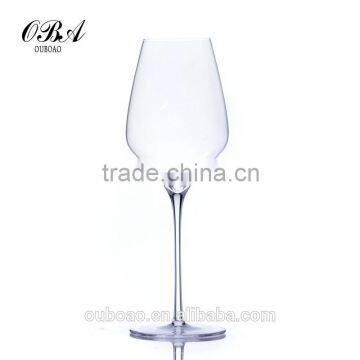 OUBOAO artificial blowing art clear Lead-free crystal glass red wine stemware 600ml thick stem red wine glass wholesale