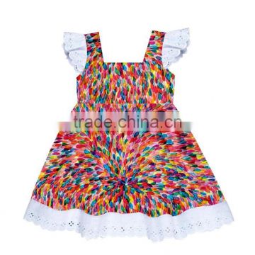 Summer Kids lace ruffle Lovely flutter sleeve shirt Baby Girl ballon pattern Dress