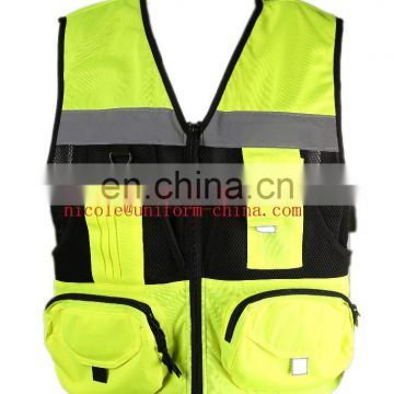 cheap mens high visibility yellow reflective safetyfly fishing vest