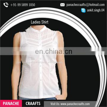 Summer White Sleeveless Shirt for Women