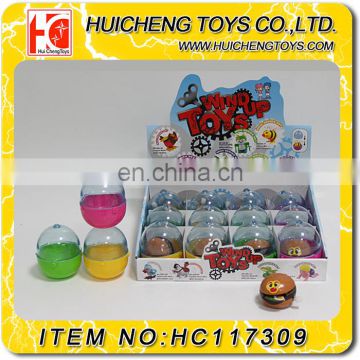 Newest mini wind up toys Eco-friendly ABS plastic hamburger promotion capsule toys for kids EN71 6P CE