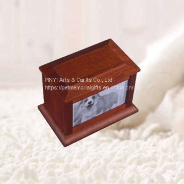Walnut Color Pet Memorial Aftercare Photo Frame Cremation Ashes Remains Urn Box