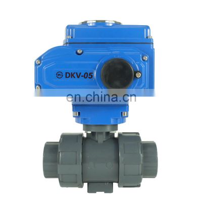 DKV 12v 4inch DN100 motorized remote controal water electric two way straight type plastic UPVC ball valve