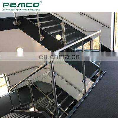 Modern Staircase Glass Balustrade Handrails Outdoor Stainless Steel Stair Handrail