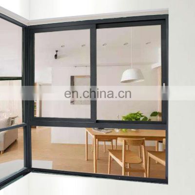 exterior grey aluminum frame extrusion tempered colored glass single sliding corner window design for home