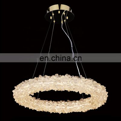 Modern home decorative lighting copper crystal round led chandelier lamp