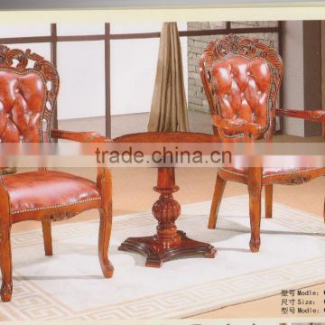 Hot cake solid wooden leather seat new classic European dining chair, wooden dining table and chair                        
                                                Quality Choice