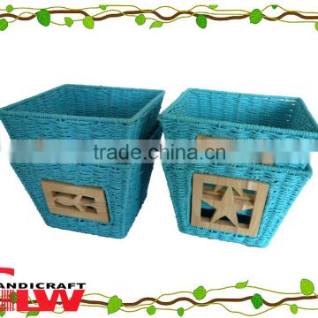 handmade paper basket,square storage basket,1 pc Iron frame & paper woodcarving basket