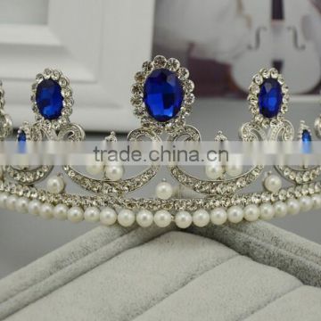 Fashion crystal wedding bride big crowns wholesale delicate pearl crown