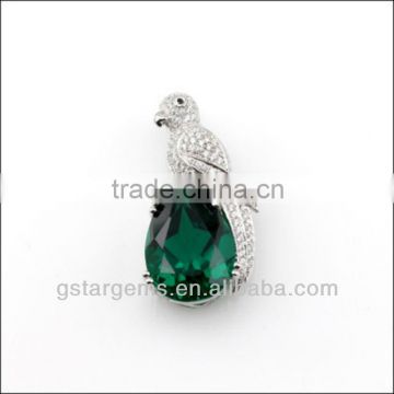 925 Sterling Silver Created Emerald Bird Pendant Hot Gemstone Jewelry Semi precious stone Hong Kong Wholesale
