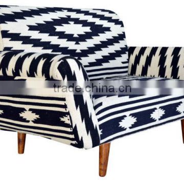 Black & White Three Seater Upholstered Sofa
