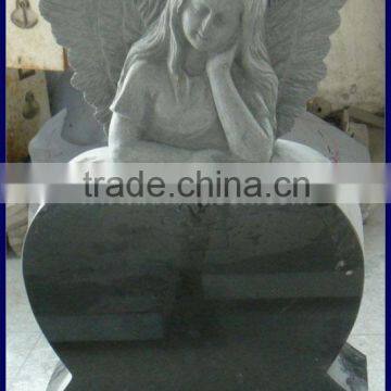 Hand carved cemetery granite angel statue