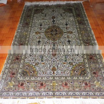 aninmal design handmade knotted silk belgium rug carpets