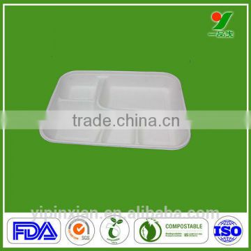 FDA biodegradable disposable paper pulp eco-friendly food lunch tray