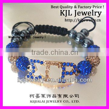 GZKJL-BL0083 Braiding Society Union Jewelry connector, greek letter Rhinestone SGRHO Sigma gamma rho connector bracelet