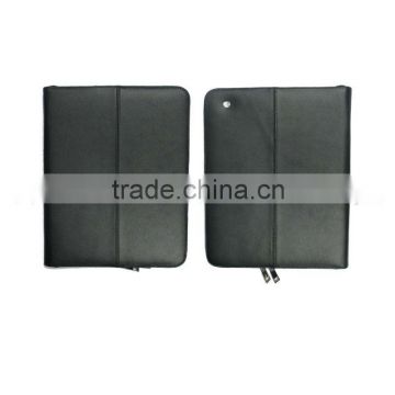 For new ipad zipper Geniune real leather case with credit card slot