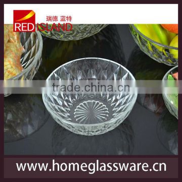 9" engraving glass bowl with decorative pattern