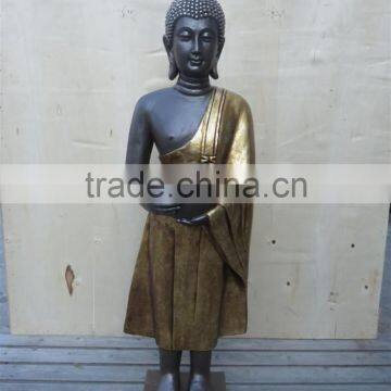 Fiberstone Golden coat standing buddha staute