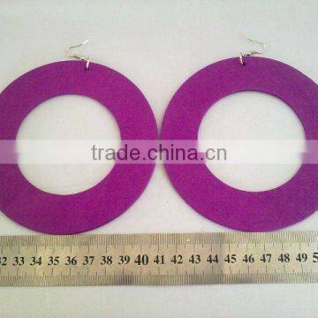 hot sale fluorescent hoop earrings, fashion oversized wood earring, fashion wood jewelry