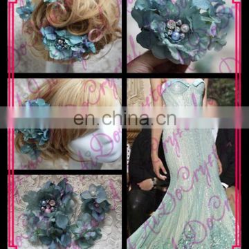 Aidocrystal handmade artificial hair flower with pealrs rhinestone bridal hair comb accessories