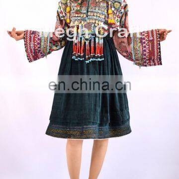 Vintage traditional Kuchi Dress With Tassel - Afghan ethnic tribal dress -Tribal Banjara Kuchi Dress -Afghan kuchi ethnic dress