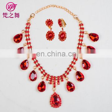 P-9054 Children and adult red belly dance necklace earring set jewelry
