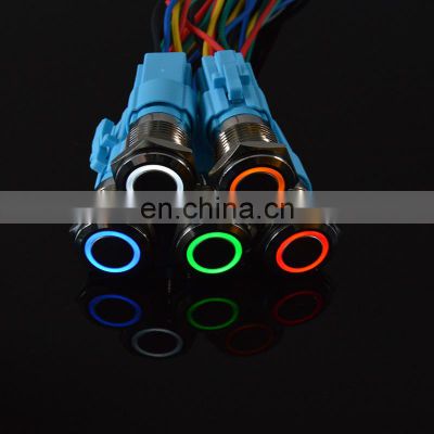 16mm Waterproof Momentary latching 1NO 1NC Metal Push Button Switch Ring and LED light 9-24V 12V 110V 220V Wide Voltage