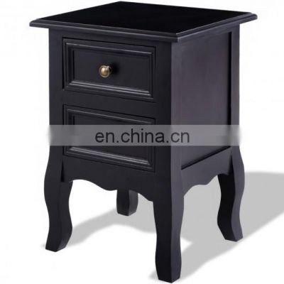 Paulownia Wood 2-Drawer Nightstand with Curved Legs