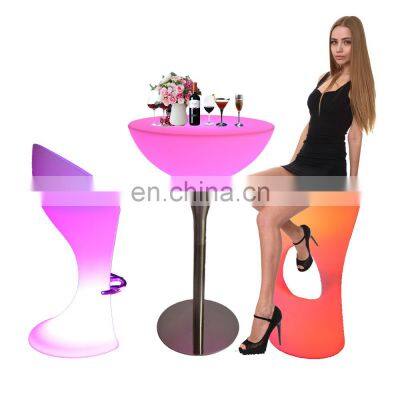 coffee table /Modern RGB LED Bar Furniture Colors Changing Plastic Light Up Single LED Cafe Table and Chairs