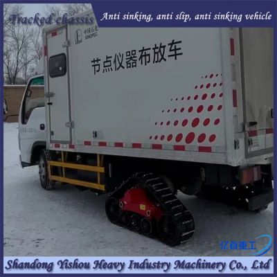 Truck modification with triangular track wheels for anti slip and anti sinking