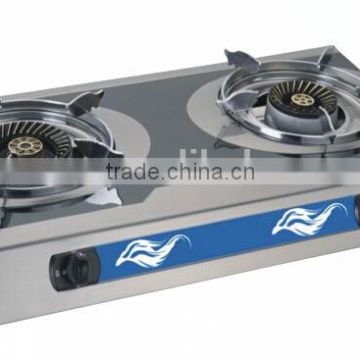 Two burner stainless steel table top gas stove