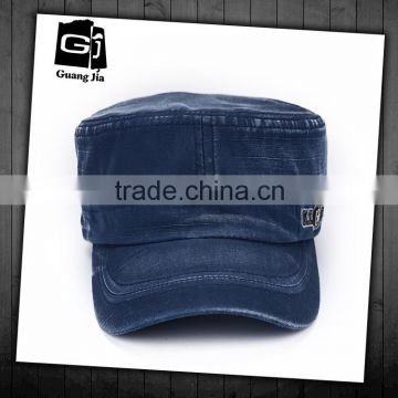 OEM handsome custom fashion washed cotton flat top military style caps