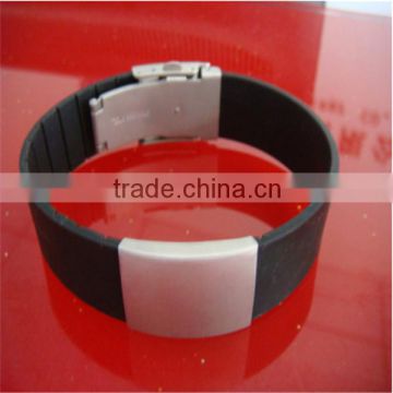 stainless steel silicone bracelet id silicone metal bracelet adjustable