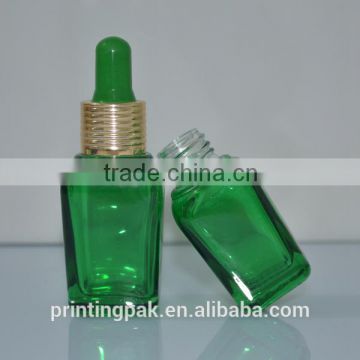 flat square rectangle green e-liquid glass dropper bottle with 15ml 30ml dropper
