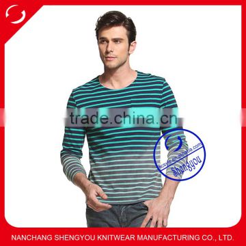 2015 China supplier custom long sleeve mens yarn dyed t-shirt wholesale clothing